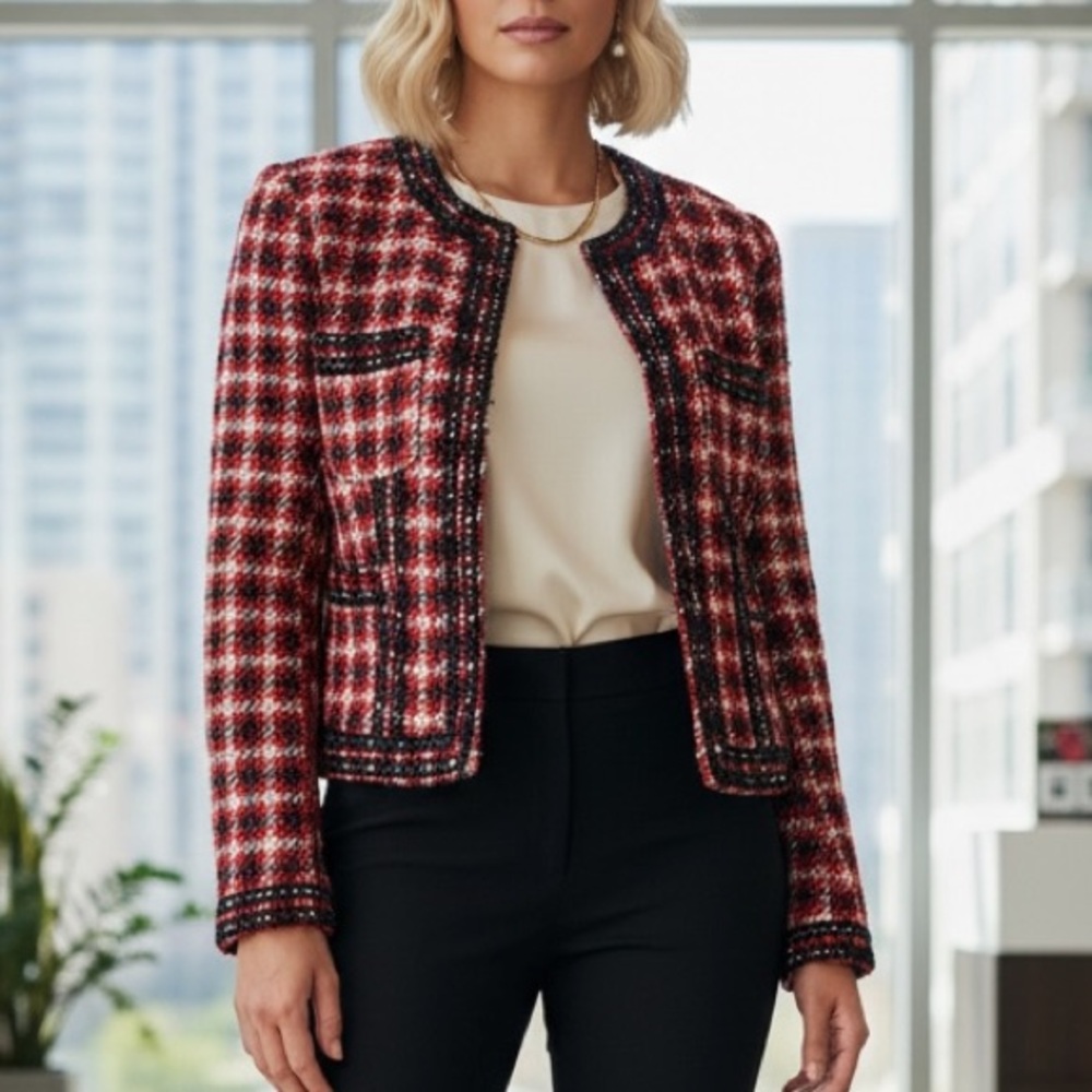 Aryn K. women’s plaid checkered blazer size small